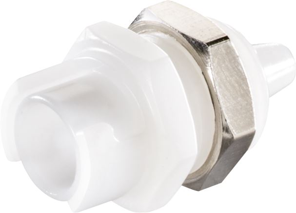 Exemplary representation: Coupling socket with grommet & bulkhead thread, POM